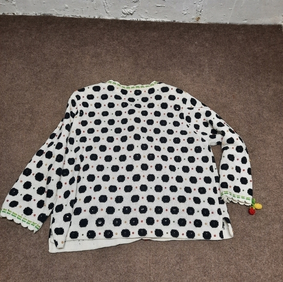 Vintage Sweater Sequin Fruit Teacher Grandmacore Ms Frizzle Vibes Colorful Large - Picture 2 of 7